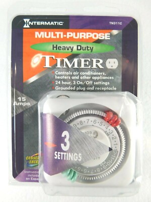 NEW!~INTERMATIC~MULTI-PURPOSE HEAVY DUTY 3 SETTING TIMER~TN311C~15 AMPS~GROUNDED