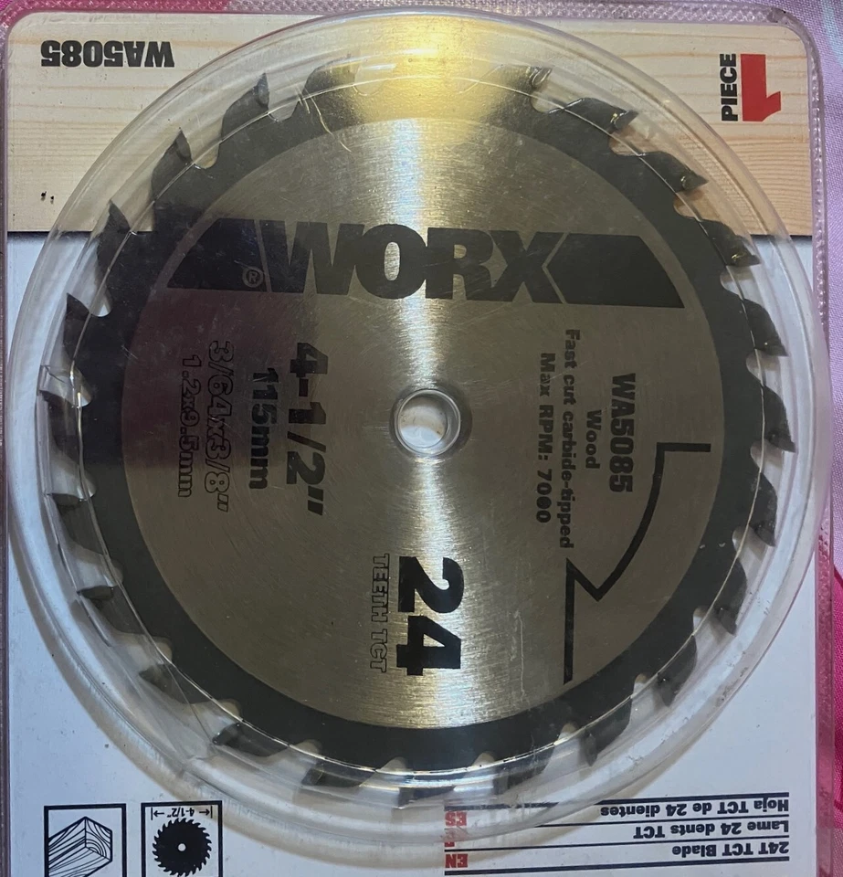 NEW  Worx 24T  TCT Circular Saw Blade WA5085 4 1/2" Carbide Tipped - Image 3 of 3