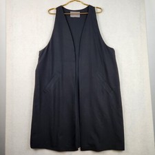 Melissa Mccarthy Seven 7 Black Vest Midi Length 1x Belted On Back, Fully Lined