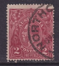 Australia 1926 King George V 2d red brown Sm Multi p14 SG89 Used Northcote CDS