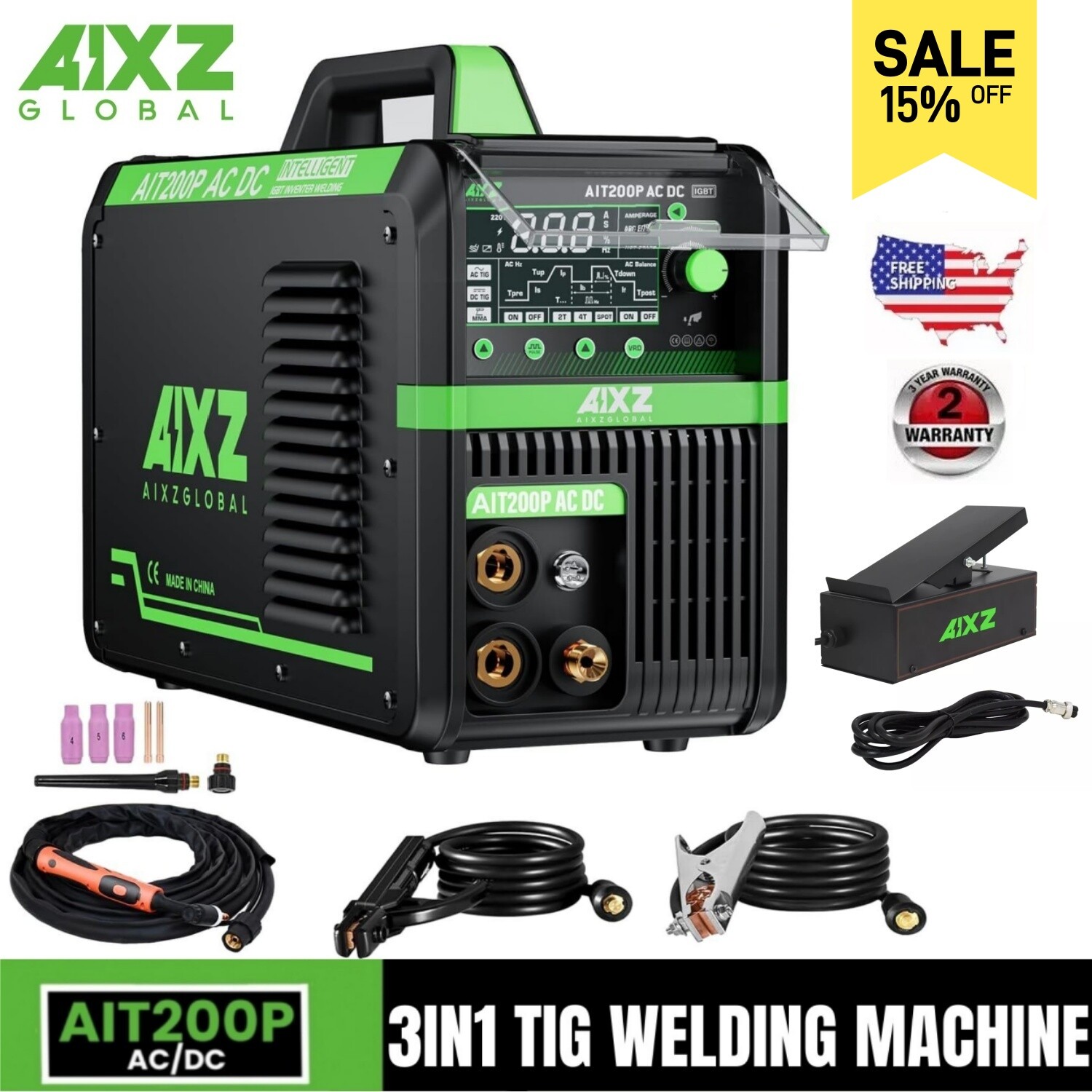 With Foot Pedal, 200a Hf Pulse Tig Arc Welding Machine For Alu