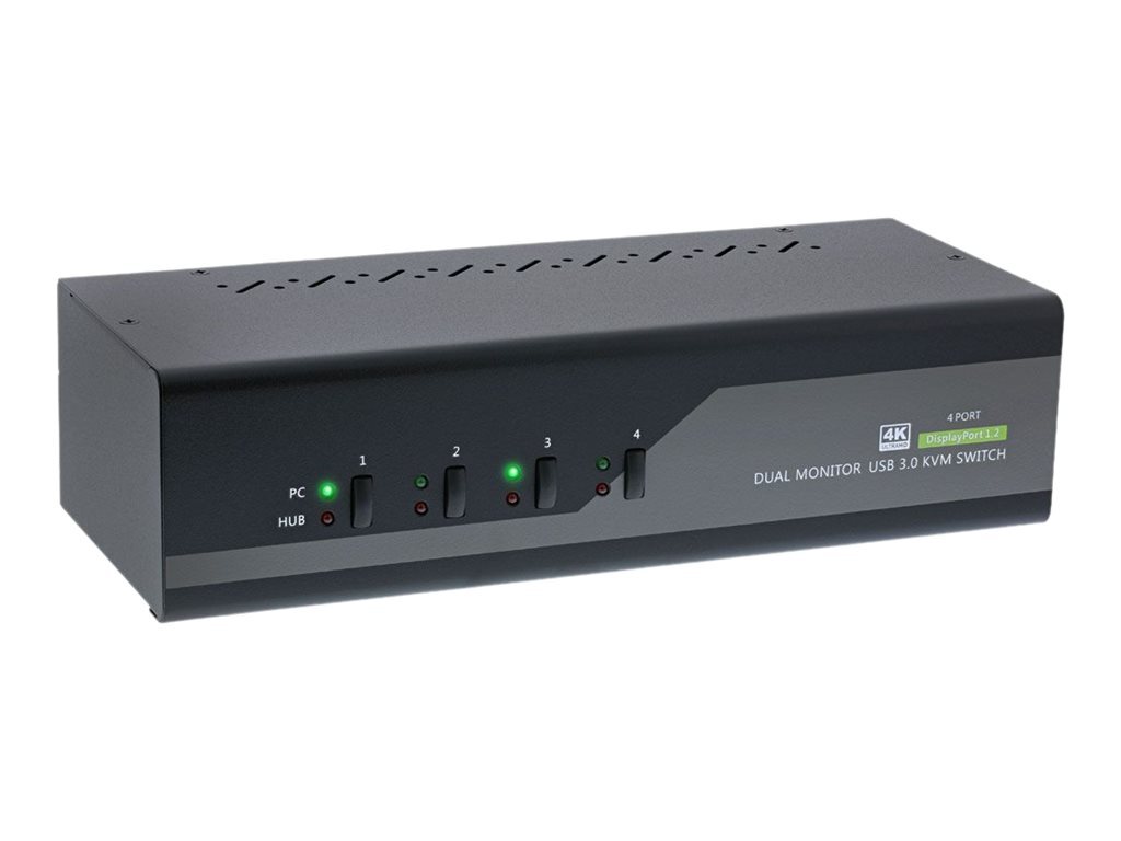 InLine Switch KVM Desktop  4 porte Dual-Monitor DP 1.2 4K USB 3.0 Audio 63654I
