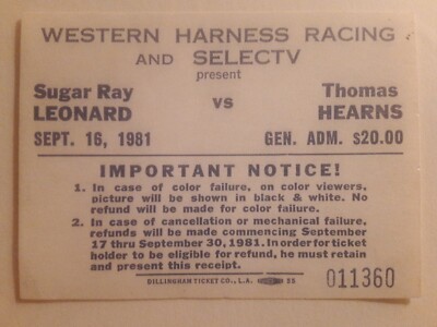 Sugar Ray Leonard Thomas Hitman Hearns Boxing Ticket Welterweight Title 1981