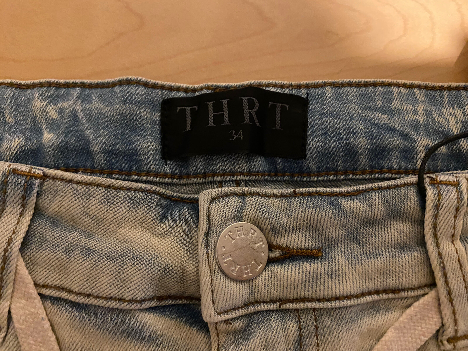 THRT DENIM  Ripped JEANS Pants SIze 34 RARE NEW Distressed Blue NWT image 6
