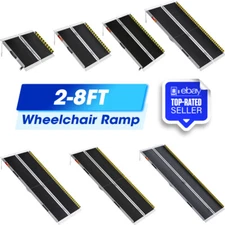 2-8ft Folding Aluminum Wheelchair Ramp Portable Mobility Scooter Non-Slip 600LBS