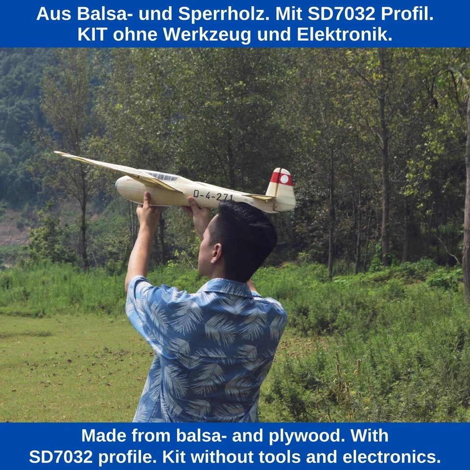 DFS Kranich Modellflugzeug Bausatz 1498 mm Spannweite Holz Segelflugzeug Kit - Bild 3 von 4