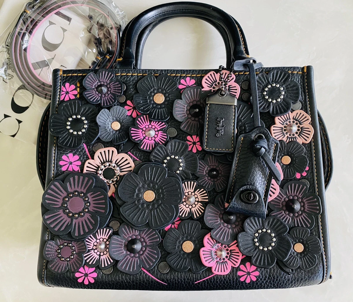 New @coach Tea Rose Rogue Bag Charm with the Rogue 25 #coach #coachret