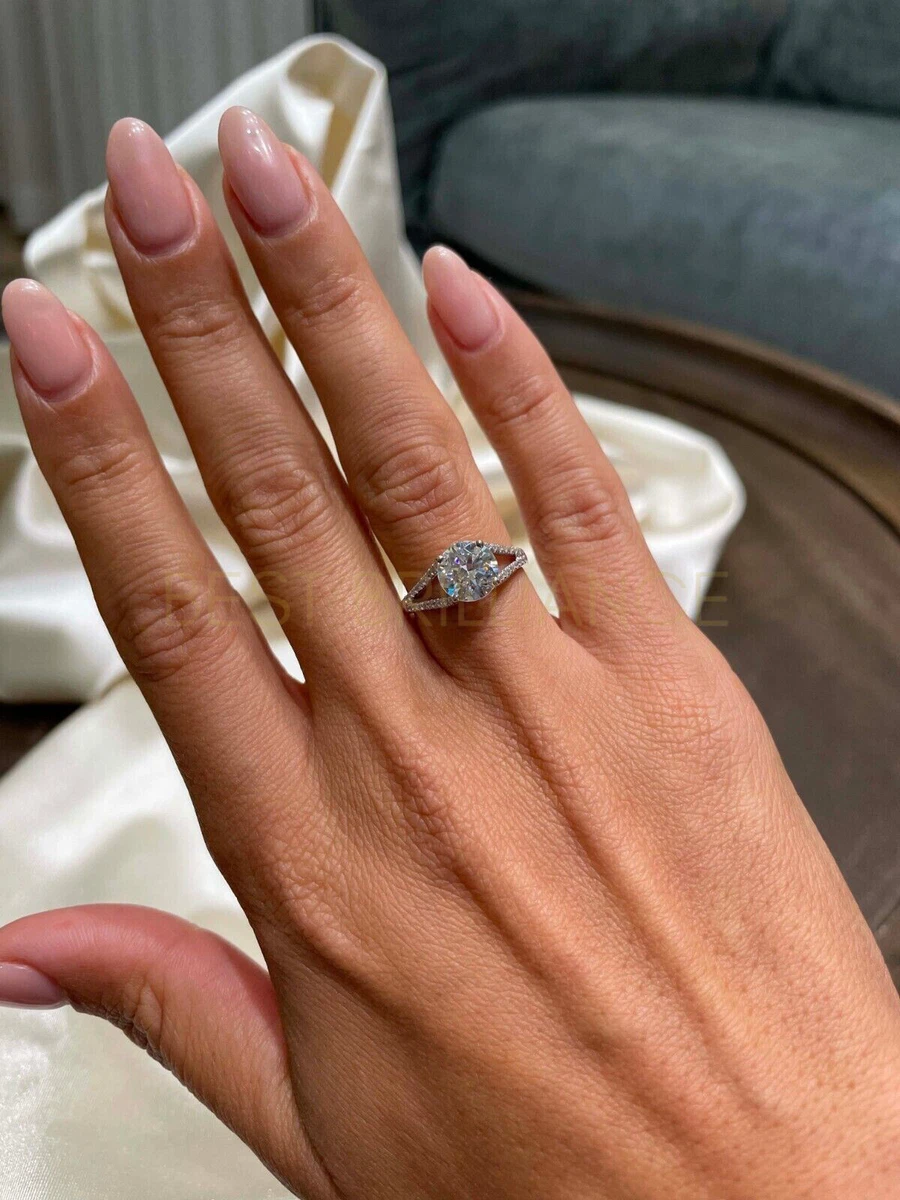 2 Ct Natural Round Cut Diamond Split Shank Engagement Ring 14K