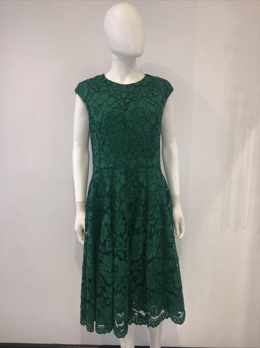 Carolina herrera 2025 green lace dress