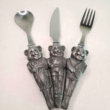 Arthur Court Designs Baby Three Little Bears 3 Piece Baby Silverware Set 2002