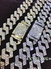 Mens Hip Hop Miami Cuban Prong Link Necklace Bracelet Gold Plated Iced CZ Chain