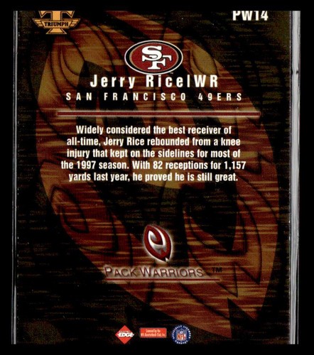 1999 Collector's Edge Triumph #PW14 Jerry Rice Pack Warriors - Picture 2 of 2