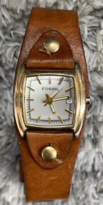 VTG Fossil Stone on Copper Watch 1.5” Leather Band 8” Women’s Japan Movt WORKS Fossil Vintage Watch Stone and Copper Wristwatch BW6782 New main image 4