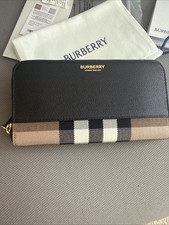 Burberry Check Canvas  Leather Zip Around Long Wallet SKU 81207581 -0rg 695
