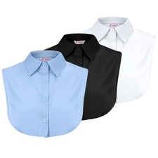 Women Adjustable Shirt Fake Collar Detachable Lapel Dickey Half Tops Blouse Bib