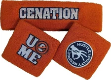 JOHN CENA Orange Cenation U Can't See Me Headband Wristbands Set