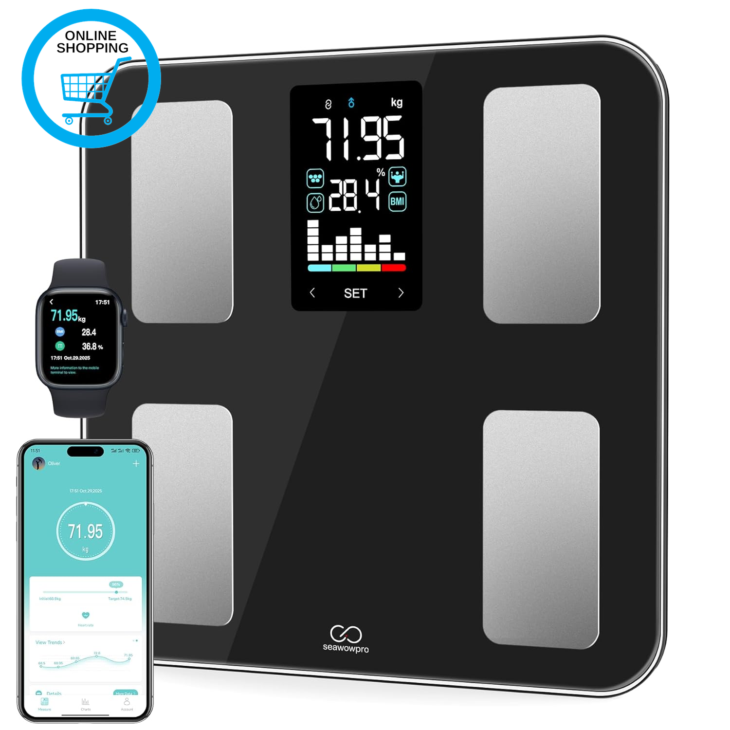 Smart Body Scale with Body Composition Analysis & Heart Rate Monitor, 20 Key Bod