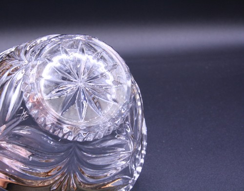 Lead Crystal Gold Ribbon Candy Dish Vintage Anna Hutte Bleikristall - Picture 9 of 10