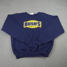 Vintage Bush's Best Beans Sweatshirt Mens Medium Hanes Crewneck Pullover Promo