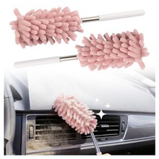 2PCS Car Duster Interior with Bendable Head Retractable Extension Pink