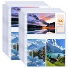 100 Pack Photo Sleeves for 4"x6" Photos, Clear - Fits 3 Ring Binder