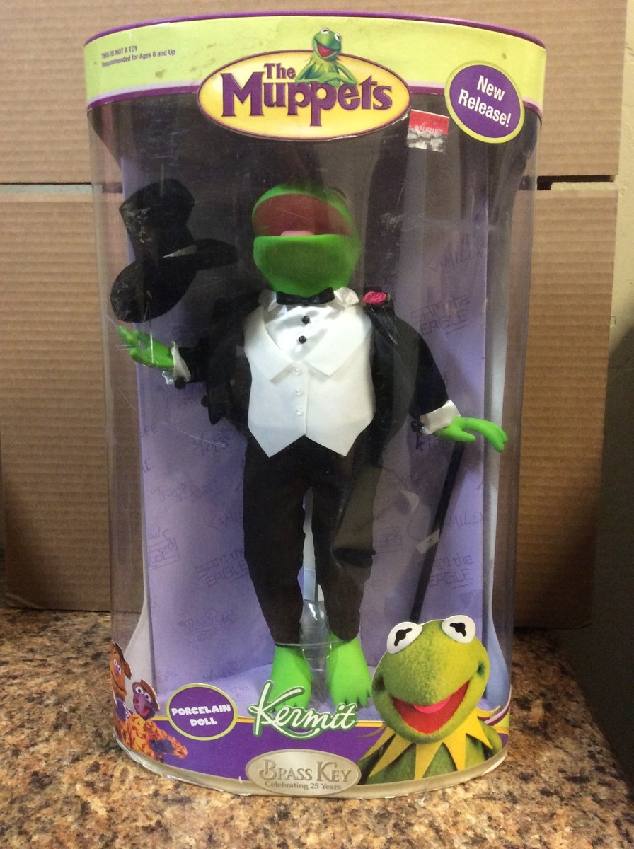 Muppets Kermit The Frog Porcelain Doll Figure Brass Key 25 Years