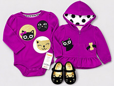 Gymboree Purrfectly Fabulous Black Cat 3PC Set 12-18M Hoodie Shoes NWT