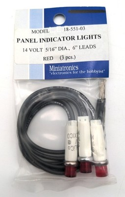 Miniatronics 18-551-03 Panel Indicator Lights 14 Volt, 5/16'' Dia., 6'' Leads