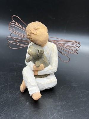 Willow Tree Angel Of Comfort Boy with Dog Figurine Metal Wings Susan Lordi 3¼''