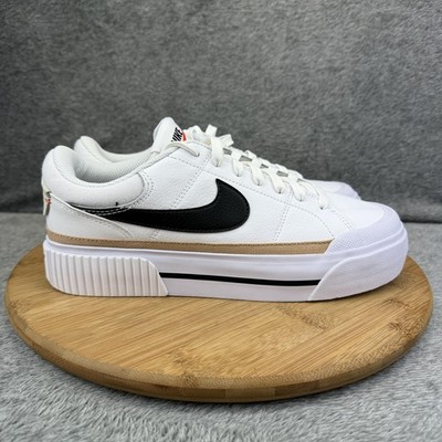 Nike Blazer Low Platform Shoes Womens Size 9 White Black Sneakers DM7590-100