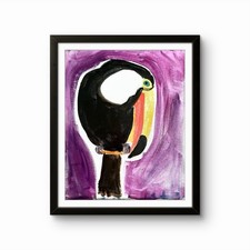 Tucan Modern Original Impressionism Art Acrylic Painting on Canvas Art 14x11
