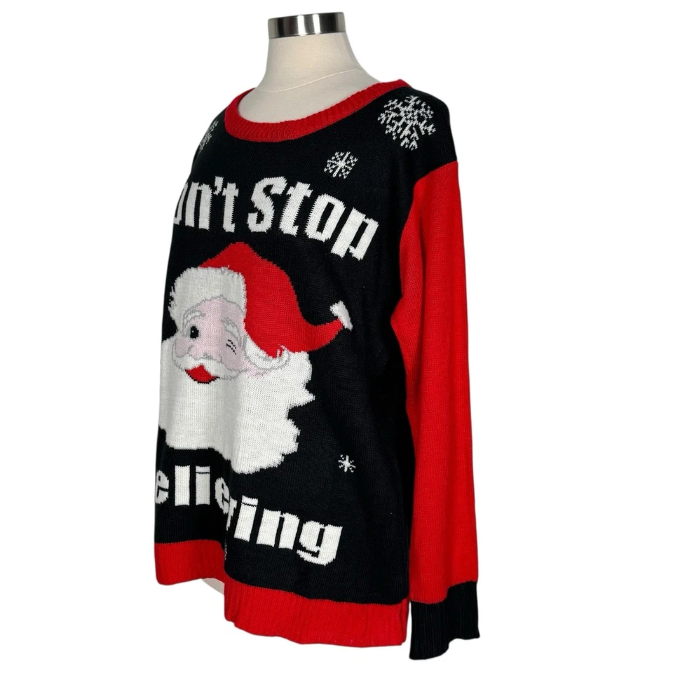 Forum Novedades Mujer Feo Navidad Suéter L Negro Rojo Santa Cree Vacaciones Foto 4 de 4
