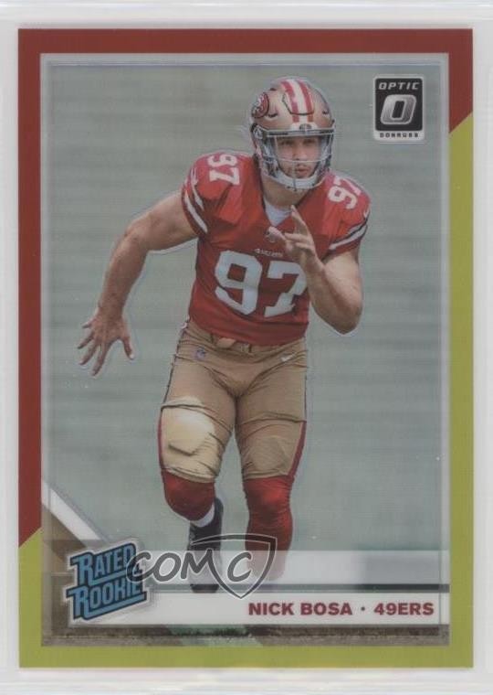 2019 Panini Donruss Optic Rated Red and Yellow Prizm Nick Bosa Rookie RC 0ad