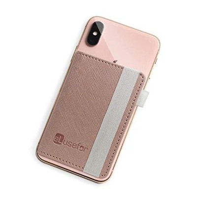 Stick-On Phone Wallet for Back of iPhone or Android Case | 6 Sleeve Credit Pink