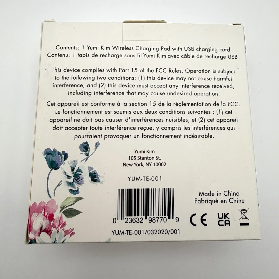 Yumi Kim Wireless Charging Pad Phone Micro USB Cord Pink Coral Floral Designs - Image 4 of 4