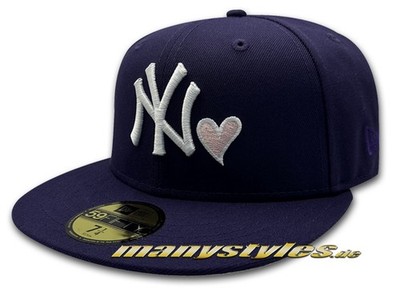 NY LOVE   Hearted MLB 59FIFTY NEW ERA Exclusive Cap DEEP PUPLE BABY PINK Herz