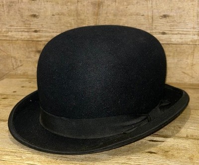 Vintage schwarzer Fell Filz Bowler Hut - Größe 6 3/4 / 55 cm von Lock & Co London