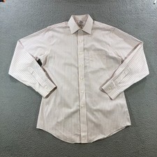 brooks brothers shirt mens 15.5 34 white pink plaid check regent button up