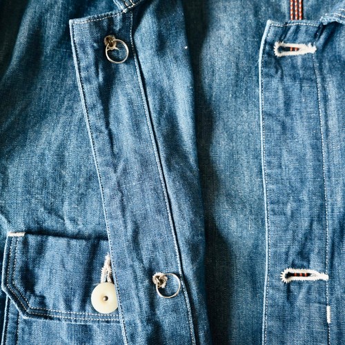 Vintage BEAMS Plus cotton linen chambray engineer coat made in Japan, size 38 - Picture 19 of 24