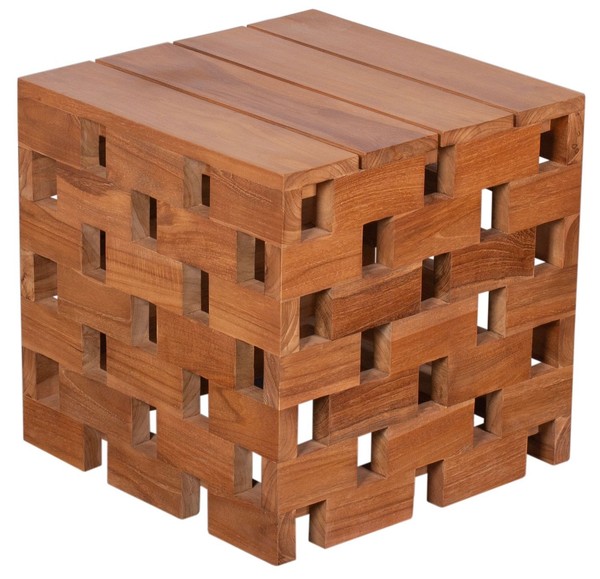 Teakholz Beistelltisch Hocker Dunham-image