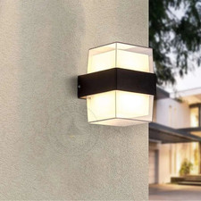Image of LED Wall Light Black White Aluminum Body Acrylic Shade 11x13cm IP54 Warm 12W CE