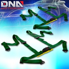Pair 4-pt Adjustable Racing Seat Belt Harness 2green Shoulder Strap Buckle Lock Pair 4-pt Adjustable Racing Seat Belt Harness 2green Shoulder Strap Buckle Lock