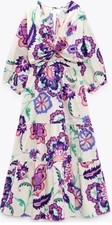 ZARA NEW COLLECTION FLORAL ECRU POPLIN PRINT DRESS 3096/221 BNWT SIZE M
