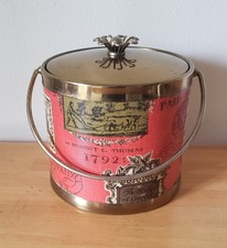 Vintage Serv-Master Creations Ice Bucket Gold Brass Red  Barware MCM Mid Century
