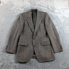 VTG Harris Tweed Blazer Men 40L Herringbone Wool USA Union Made Mister Guy READ