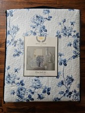 Royal Court Home Floral 3-Pc. King Quilt Set, BLUE