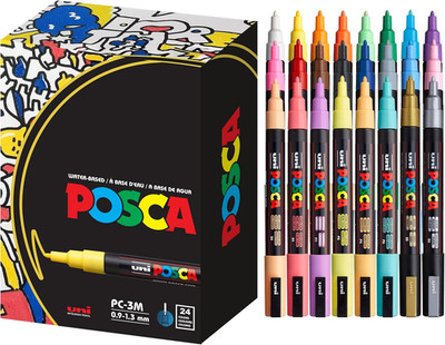 Posca Paint Markers, 3M Fine Point Acrylic Paint Pens with Reversible Tips, Art
