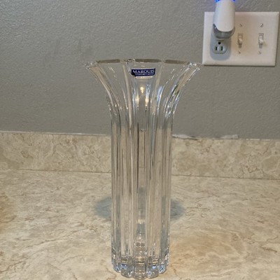 Vintage Marquis By Waterford Palladia 9.5  Flared Heavy Crystal Ribbed Vase Grmy