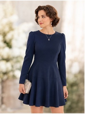 blue long sleeve fit and flare dress Karen Kane Women's Flare Sleeve Shirtdress, Large, L, Chambray, Cotton/Spandex
