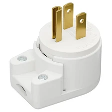 12-Direction Adjustable Nema 5-15P Right Angle Plug - 15A, 125V, White, ETL V...